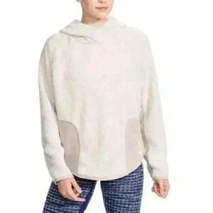 Nike Womens Sherpa Thermal Fleece Cowlneck Pullover Sweatshirt Size M Light Gray
